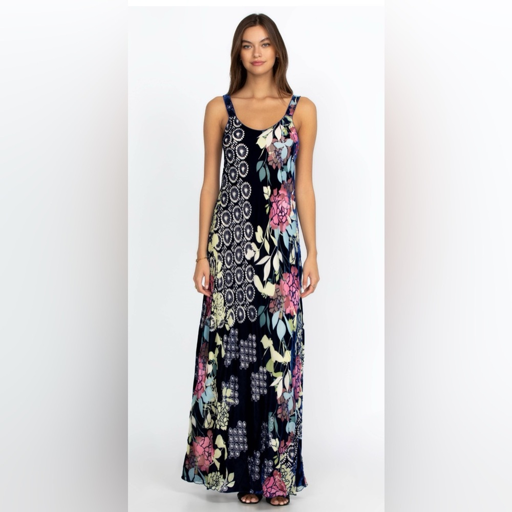 Johnny Was Silk/Rayon Velvet Peony dress - Worn Once